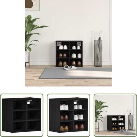 vidaXL Armadietto per scarpe in legno -  Mobile per scarpe con lo scaffale Rovere Nero 52 x 30 x 50,5 cm