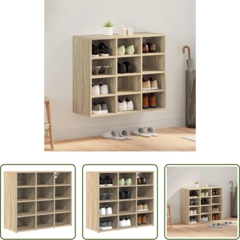 vidaXL Armadietto per scarpe in legno -  Mobile per scarpe Rovere Sonoma 77,5 x 30 x 67 cm