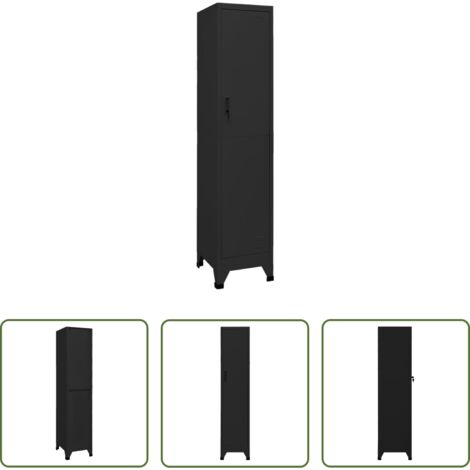 vidaXL Armadietto per vestiti -  Armadietto con Serratura Nero 38x45x180 cm in Acciaio