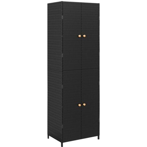 vidaXL Armadietto Portaoggetti da Giardino Nero 59x40x180cm Polyrattan
