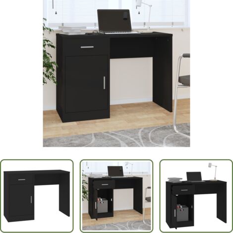 vidaXL Armadietto -  Scrivania Cassetto Nero 100x40x73cm Legno Multistrato
