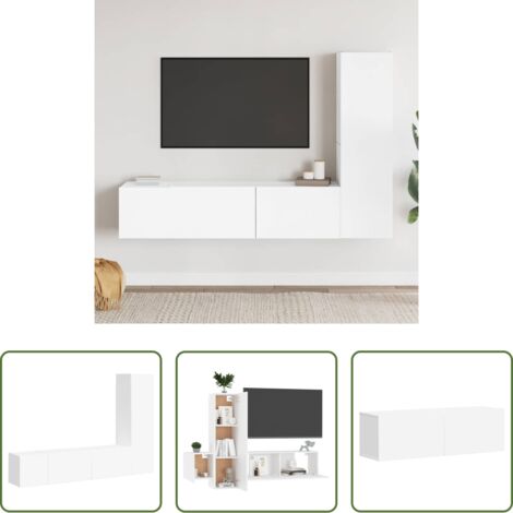 vidaXL Armadietto TV -  Set di Mobili Porta TV 3 pz Bianco in Legno Multistrato