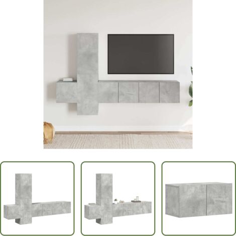 vidaXL Armadietto TV -  Set di Mobili Porta TV 5 pz Grigio Cemento in Legno Multistrato