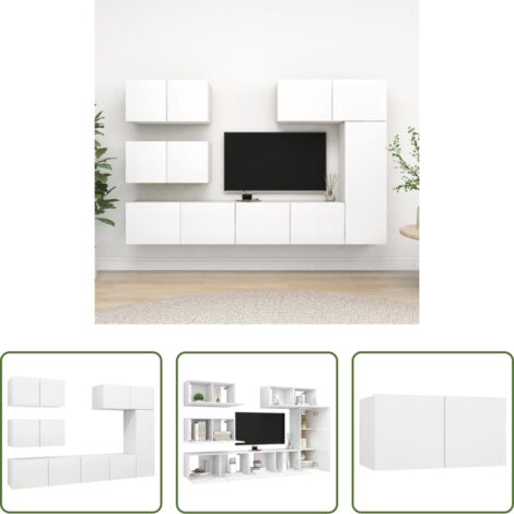 vidaXL Armadietto TV -  Set di Mobili Porta TV 6 pz Bianco in Legno Multistrato