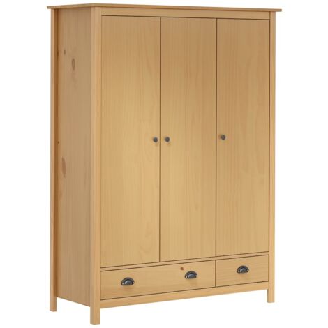 vidaXL Armadio a 3 Ante Hill 127x50x170cm Legno Massello di Pino