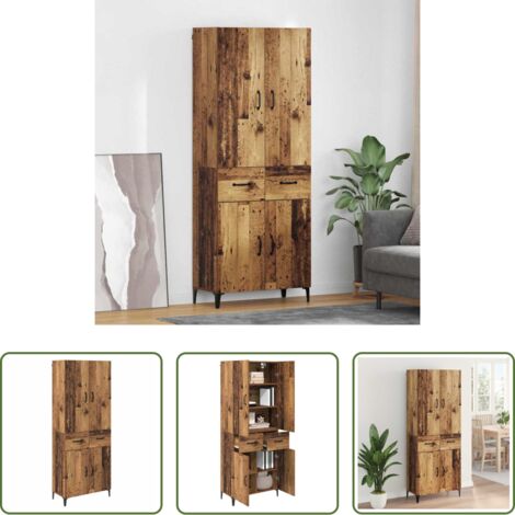 vidaXL Armadio a colonna -  Credenza Legno vecchio 69,5 x 34 x 180 cm Legno multistrato