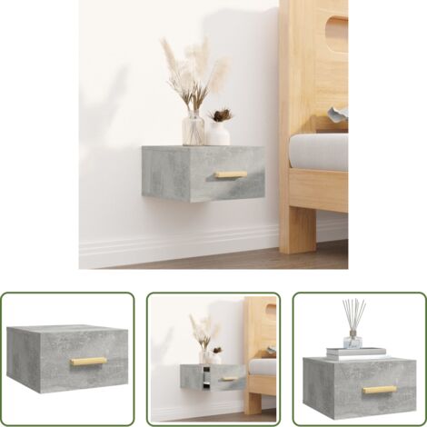 vidaXL Armadio a muro -  Comodino a Muro Grigio Cemento 35x35x20 cm