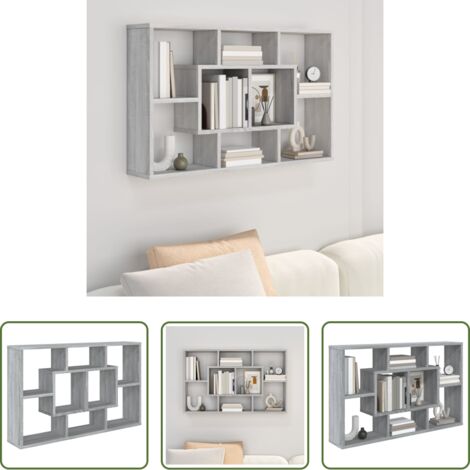 vidaXL Armadio a muro -  Mensola a Muro Grigio Sonoma 85x16x52,5 cm in Legno Multistrato