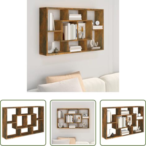 vidaXL Armadio a muro -  Mensola a Muro Rovere Fumo 85x16x52,5 cm in Legno Multistrato
