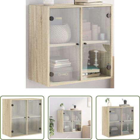 vidaXL Armadio a muro -  Mobile a Muro con Ante in Vetro Rovere Sonoma 68x37x68,5 cm