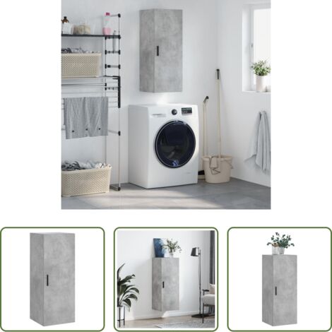 vidaXL Armadio a muro -  Mobile a Parete Grigio Cemento 34,5x34x90 cm
