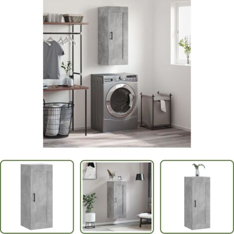 vidaXL Armadio a muro -  Mobile a Parete Grigio Cemento 34,5x34x90 cm Legno Multistrato