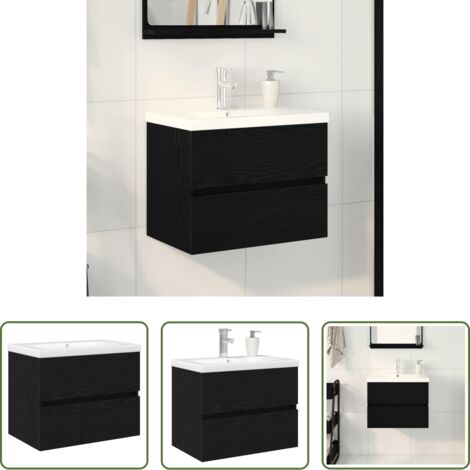 vidaXL Armadio a parete -  Armadio per Lavabo da Bagno Rovere Nero 80 x 39 x 62 cm