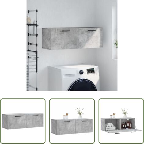 vidaXL Armadio a parete -  Mobile a Parete Grigio Cemento 100x36,5x35 cm Legno Multistrato