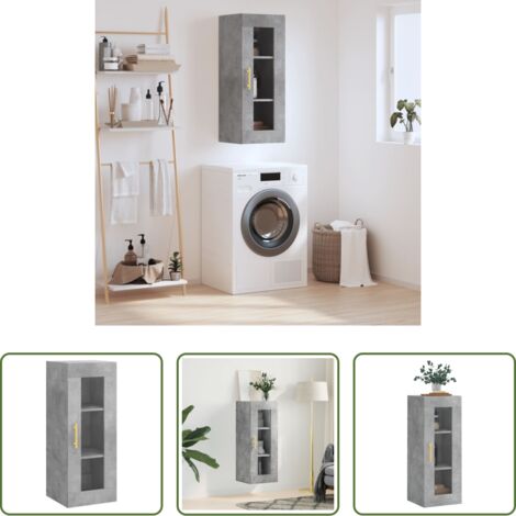 vidaXL Armadio a parete -  Mobile a Parete Grigio Cemento 34,5x34x90 cm