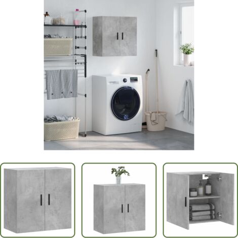 vidaXL Armadio a parete -  Mobile a Parete Grigio Cemento 60x31x60 cm in Legno Multistrato