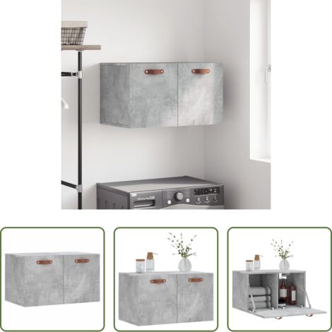vidaXL Armadio a parete -  Mobile a Parete Grigio Cemento 60x36,5x35 cm Legno Multistrato