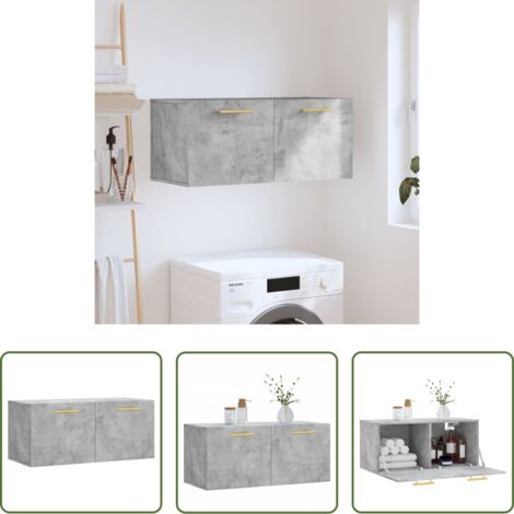 vidaXL Armadio a parete -  Mobile a Parete Grigio Cemento 80x36,5x35 cm Legno Multistrato