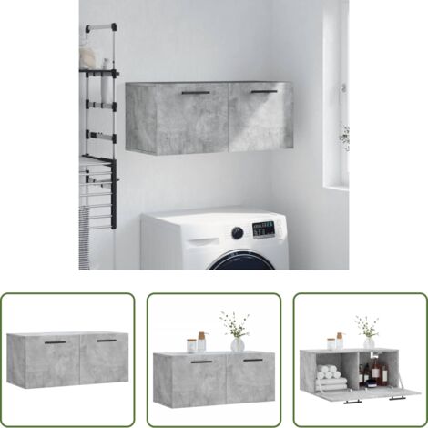vidaXL Armadio a parete -  Mobile a Parete Grigio Cemento 80x36,5x35 cm Legno Multistrato