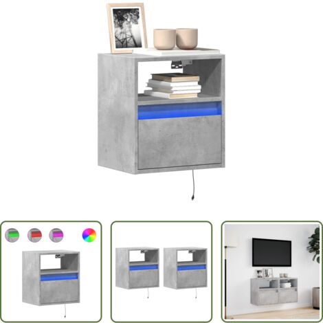 vidaXL Armadio a parete -  Mobili TV a Parete con Luci LED 2pz Grigio Cemento 41x31x45 cm