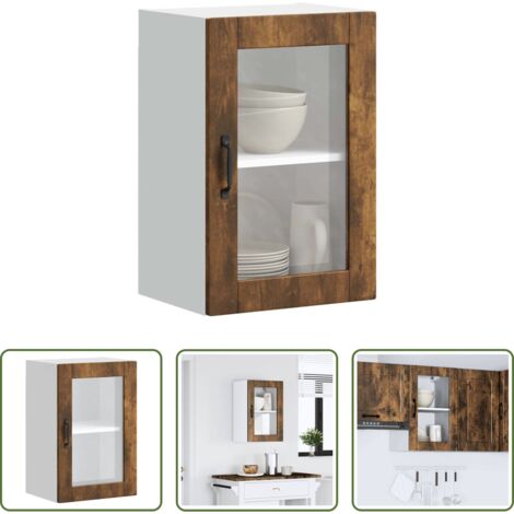 vidaXL Armadio a parete -  Pensile da Cucina con Porta in Vetro Porto Rovere Fumo