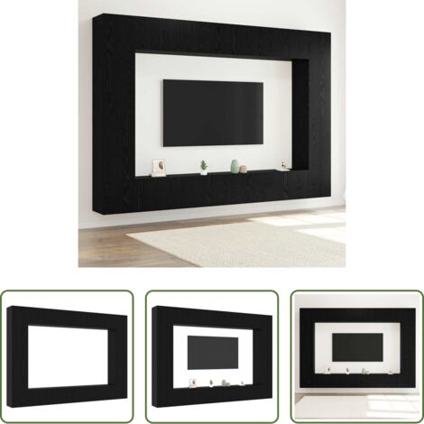vidaXL Armadio a parete -  Set mobile TV 8 pcs Rovere Nero 100 x 30 x 30 cm