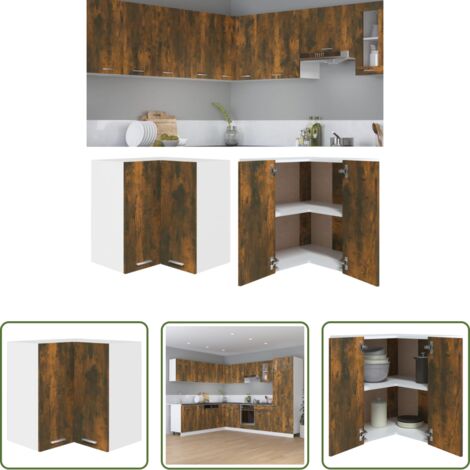 vidaXL Armadio angolare -  Mobile Pensile Angolo “Lyon” Rovere Fumo 57x57x60 cm