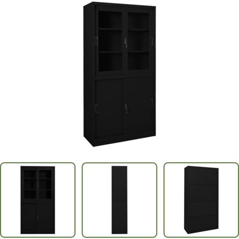 vidaXL Armadio anta scorrevole -  Armadio per Ufficio Anta Scorrevole Nero 90x40x180 cm Acciaio