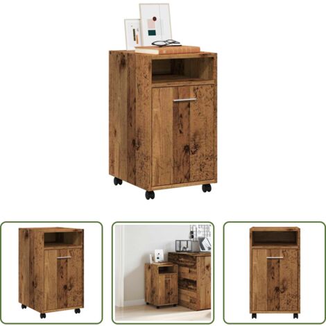 vidaXL Armadio antico -  Armadio con Ruote Legno Vecchio 33x38x60 cm Legno Multistrato