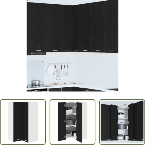vidaXL Armadio appeso -  Armadio pensile con porta Rovere Nero e Bianco 57 x 57 x 100 cm