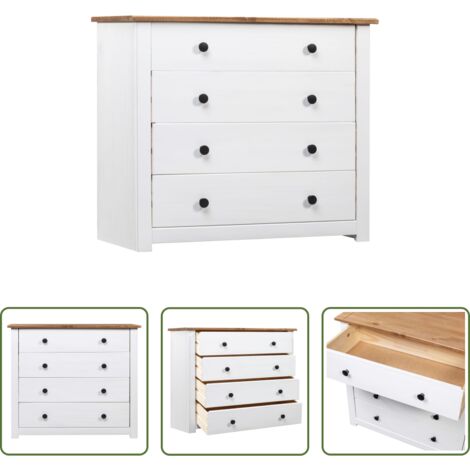 vidaXL Armadio - Armadietto Bianco 80x40x73 cm in Legno di Pino Modello Panama