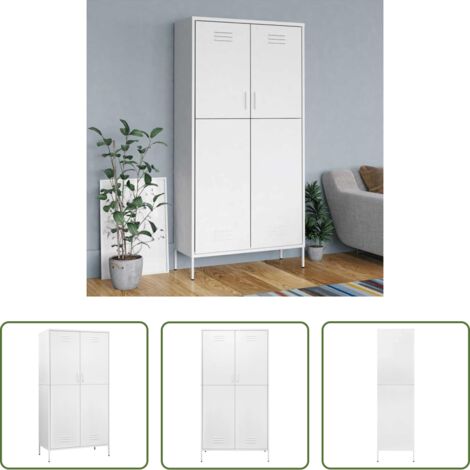 vidaXL Armadio bianco -  Armadio Bianco 90x50x180 cm in Acciaio
