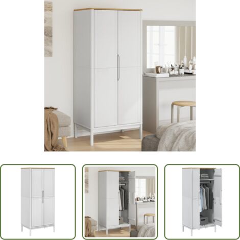 vidaXL Armadio bianco -  Armadio FLORO Bianco 77x53x171 cm in Legno Massello di Pino