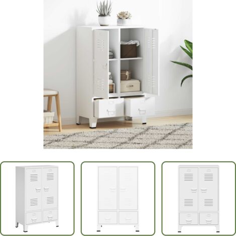 vidaXL Armadio bianco -  Armadio Industriale Bianco 67x35x107 cm in Acciaio