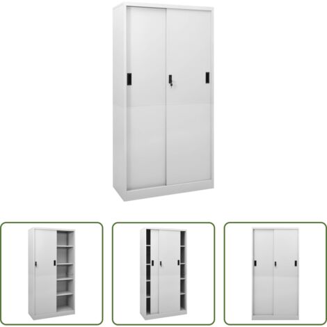 vidaXL Armadio con anta scorrevole -  Armadio con Anta Scorrevole Grigio Chiaro 90x40x180 cm Acciaio