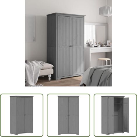 vidaXL Armadio con ante -  Armadio BODO 99x53,5x173 cm in Legno Massello di Pino Grigio