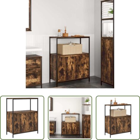 vidaXL Armadio con ante -  Mobile da Bagno con Ripiani Rovere Fumo 76,5x35x95 cm
