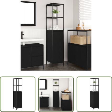 vidaXL Armadio con ante -  Mobile da Bagno con Ripiani Rovere Nero 36x35x165 cm