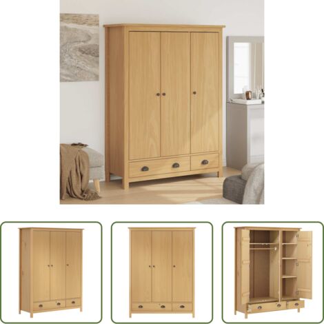 vidaXL Armadio con cassetti -  Armadio a 3 Ante Hill 127x50x170cm Legno Massello di Pino