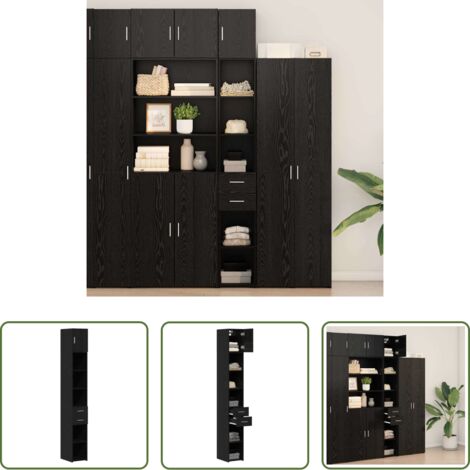 vidaXL Armadio con cassetti -  Armadio con cassetto 2 pcs Rovere Nero 30 x 42,5 x 225 cm
