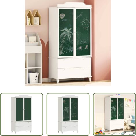 vidaXL Armadio con cassetti -  Armadio con Lavagna con cassetto ROROS Bianco 90 x 45 x 180 cm