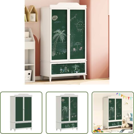 vidaXL Armadio con cassetto -  Armadio con Lavagna con cassetto ROROS Bianco 90 x 45 x 165 cm