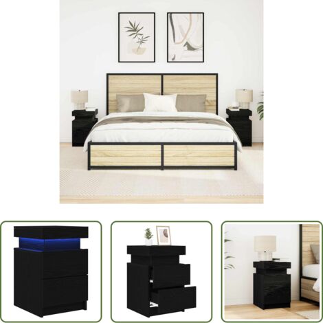 vidaXL Armadio con cassetto -  Armadio da Notte con cassetto 2 pcs Rovere Nero 35 x 39 x 55 cm