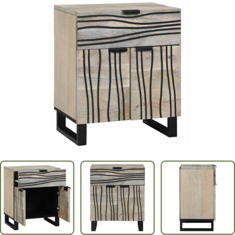 vidaXL Armadio con cassetto -  Armadio da Notte con cassetto Bianco e Nero 50 x 33 x 60 cm