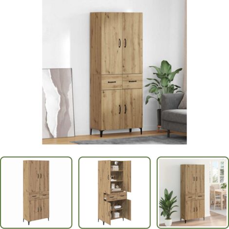 vidaXL Armadio con cassetto -  Credenza con cassetto Rovere artigianale 69,5 x 34 x 180 cm