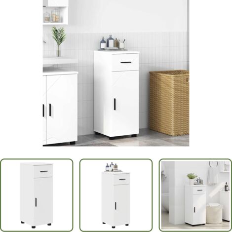 vidaXL Armadio con cassetto -  Mobile da Bagno con cassetto con porta Bianco 30 x 35 x 80 cm