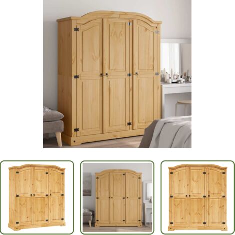 vidaXL Armadio con design a cupola -   Armadio in Legno di Pino Messicano Corona Range 3 Ante