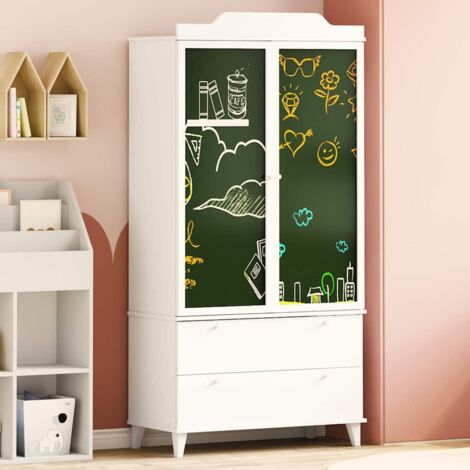vidaXL Armadio con Lavagna con cassetto Bianco Legno multistrato