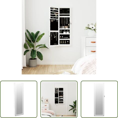 vidaXL Armadio con luci LED -  Armadio Portagioie a Specchio con Luci LED a Parete Bianco