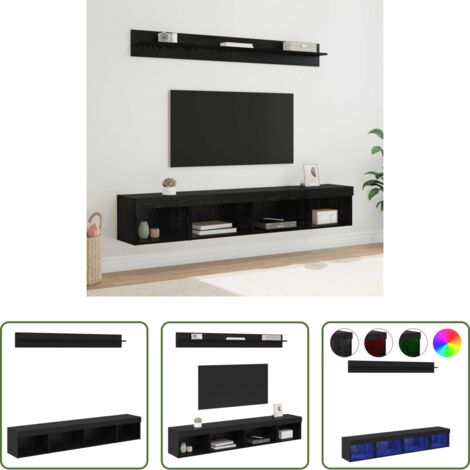 vidaXL Armadio con luci LED -  Set di Mobiletto da TV a Parete con led 5 pcs Rovere Nero